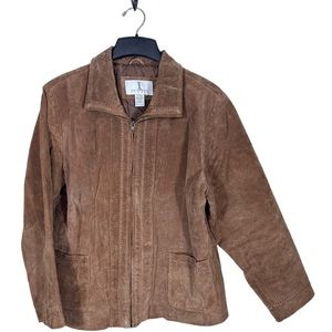 Anthropologie JL Studio leather zipper jacket 20W fully lined braided detailing